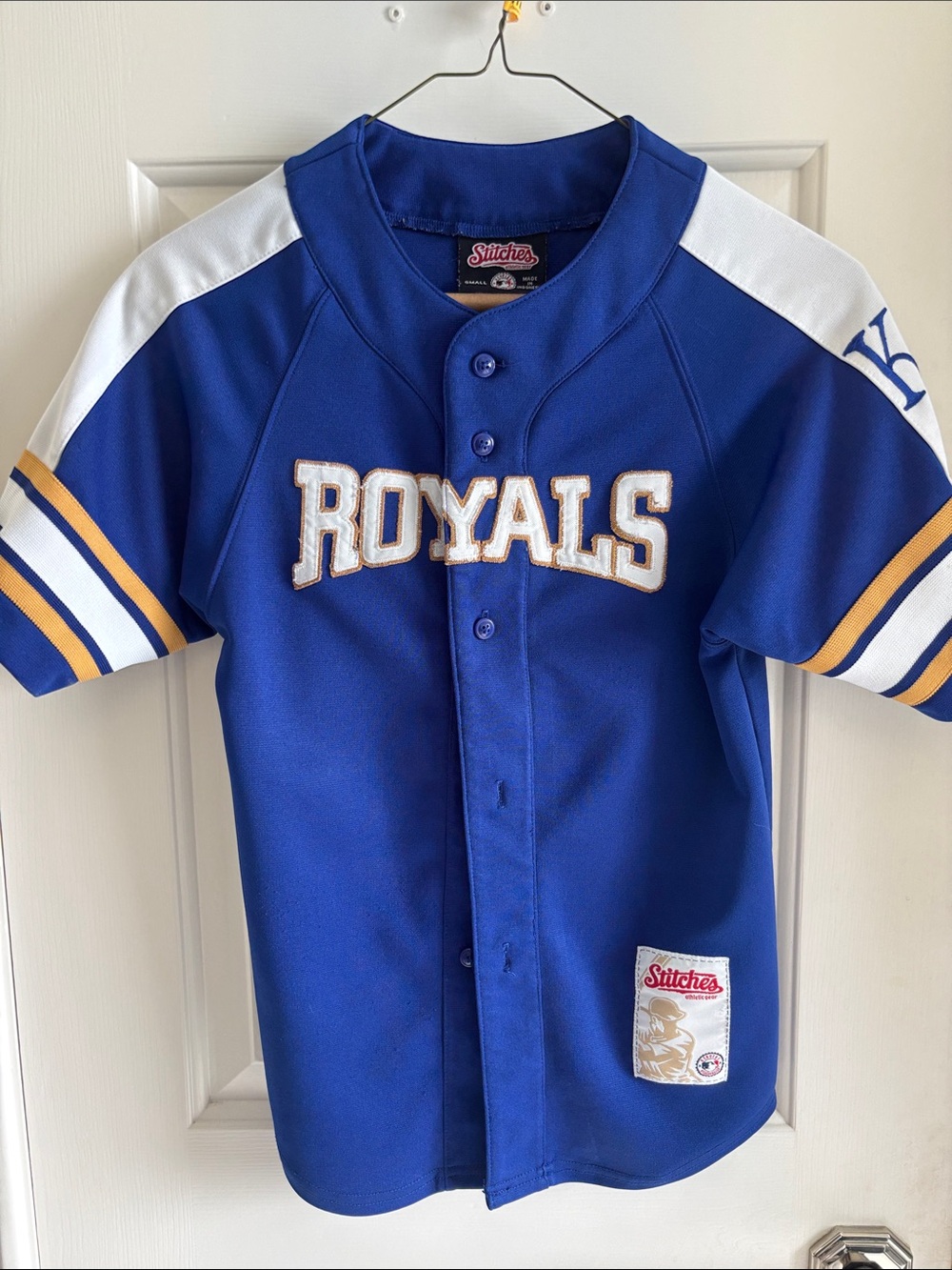 Stitches Royal Blue and White "Royals"  Baseball Jersey with Gold Trim